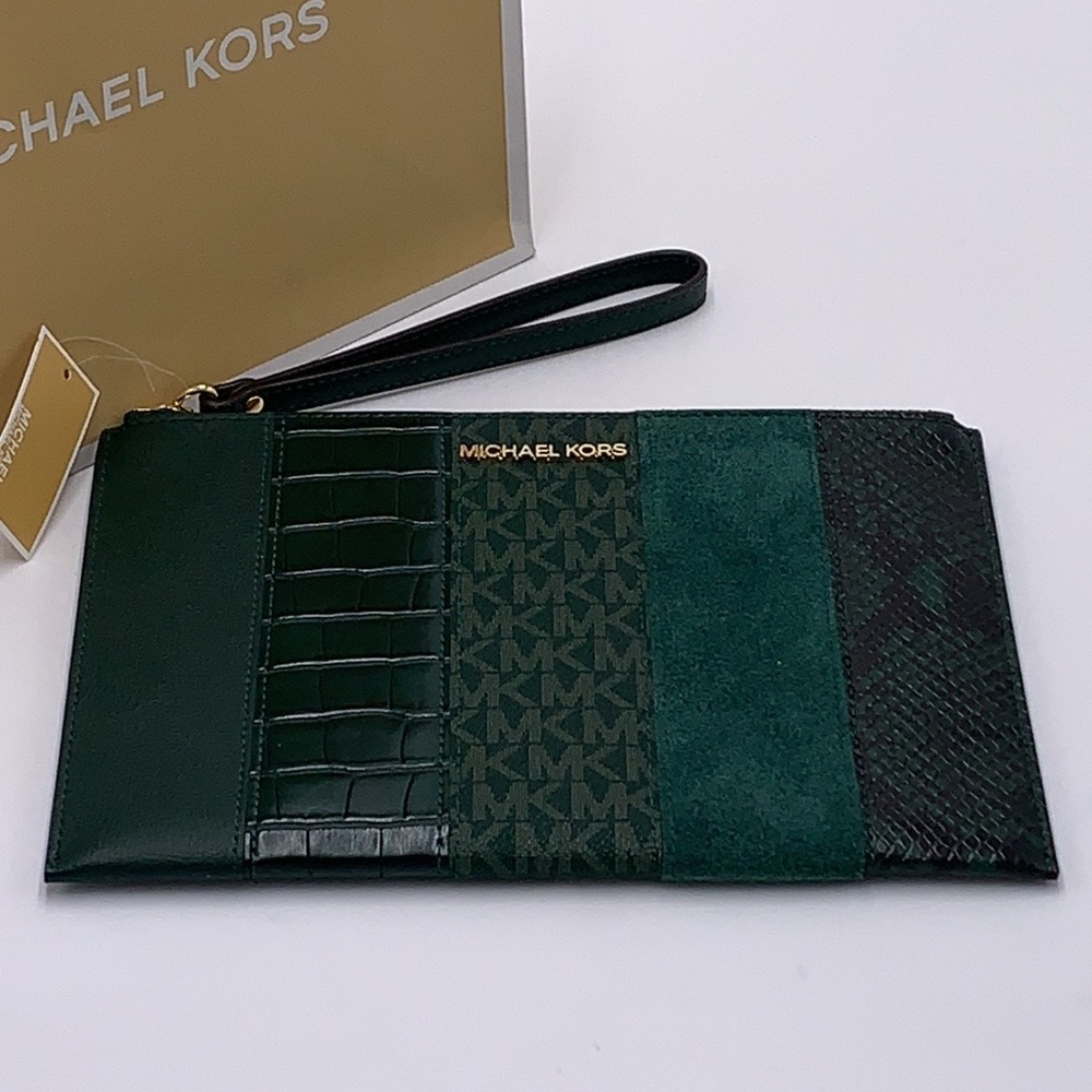 Michael Kors JST XL Zip Clutch Wristlet - Racing Green Multi - Picture 13 of 15